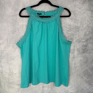 New NWT Talbots Crochet Trim Halter Top Womens sz 2X vacation beach boho